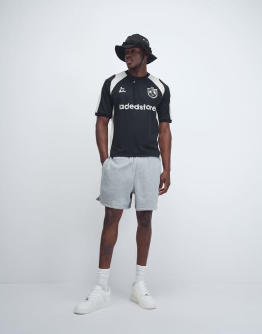 Faded Store - Maglia da calcio nera con pannello e logo, 2 di 5
