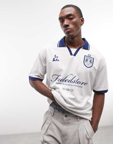 Faded Store - Maillot de football à logo et col contrastant - Gris multicolore - view 1