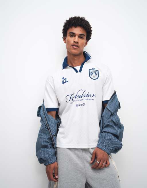 Faded Store - Maillot de football à logo et col contrastant - Gris multicolore