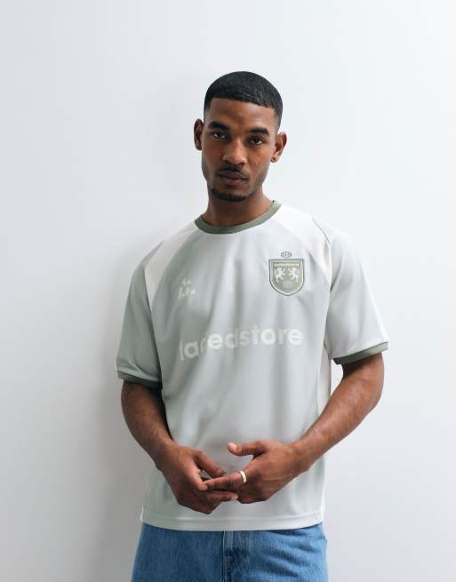 Faded Store – Matchagrön fotbollströja i jersey med logga och paneldetalj, 5 av 5