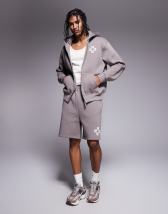 ASOS DESIGN heavyweight scuba straight leg sweatpants with pin tuck in gray heather