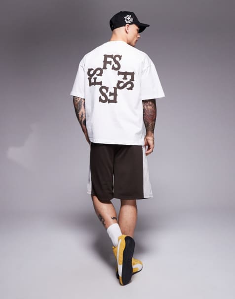 Faded Store monogram back print t-shirt in cream - view 1