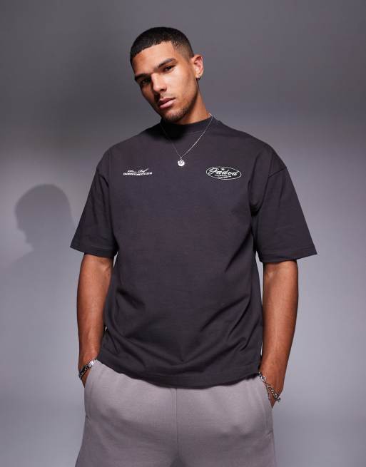 Faded Store – Mörkgrå t-shirt med kontrastfärgad skriftlogga baktill, 3 av 4