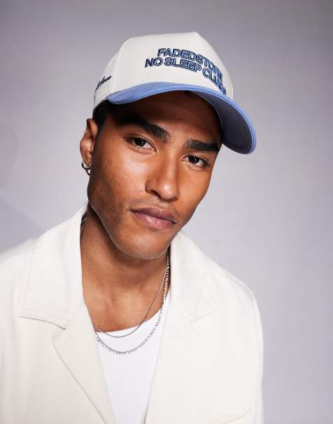 Faded Store NSC text contrast peak cap in white multi - view 1