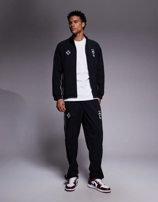 Faded Store nylon football jacket co-ord in black, 2 of 5