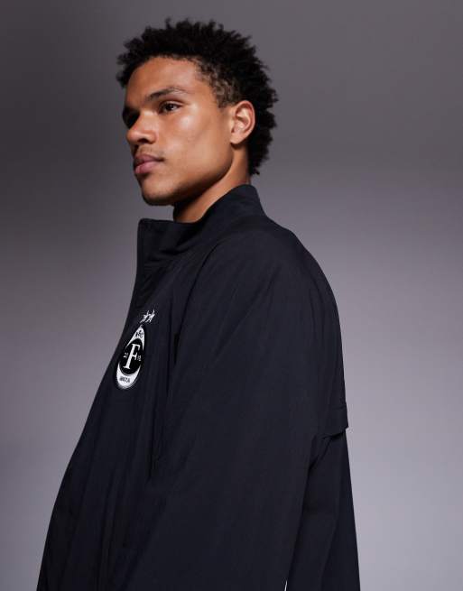 Faded Store nylon football jacket co-ord in black, 4 of 5
