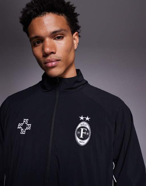 Faded Store nylon football jacket co-ord in black, 5 of 5