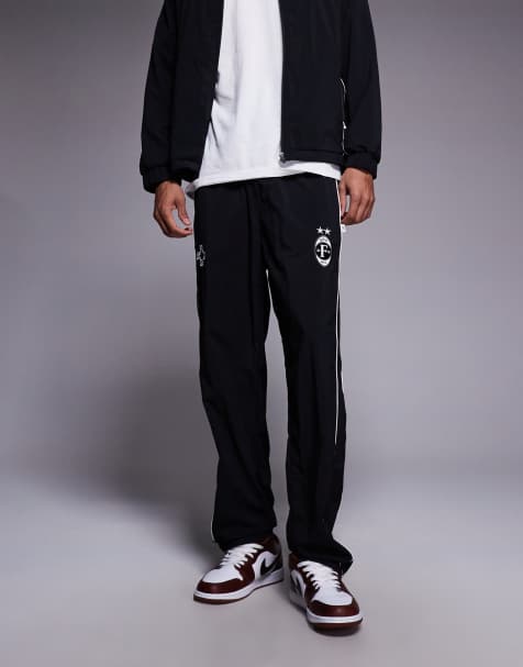 Faded Store nylon football jogger co-ord in black
