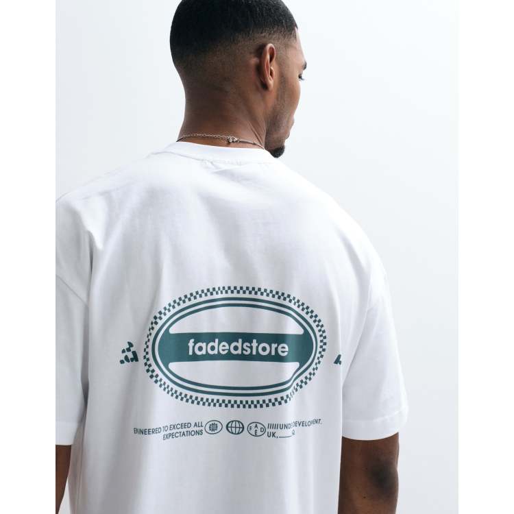 Faded Store oval logo back print relaxed fit t-shirt in white | ASOS
