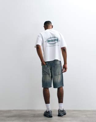 Faded Store Oval Logo Back Print T-shirt In White