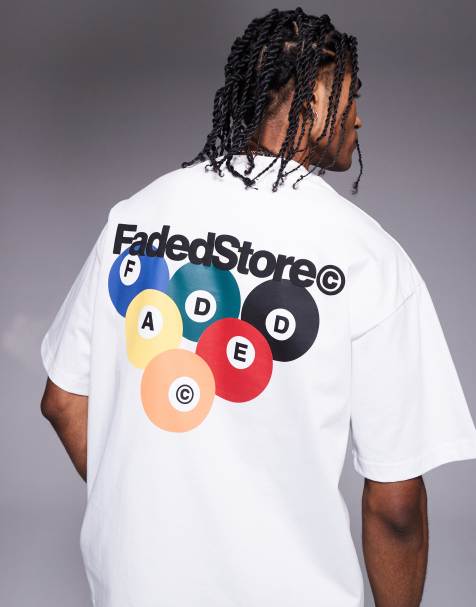 Faded Store pool graphic back print t-shirt in white - view 1