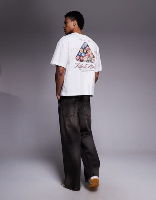 Faded Store pool table back print tee in white, 2 of 5
