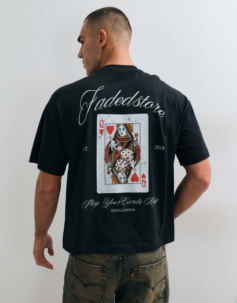 Faded Store queen of hearts T-shirt z nadrukiem na plecach w kolorze czarnym - view 1