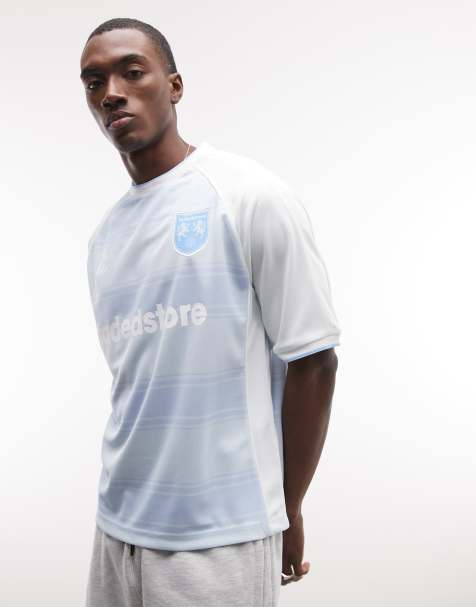 Faded Store raglan logo football jersey in light blue