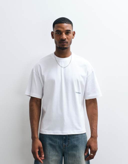Faded Store – Relaxed-Fit-T-Shirt in Weiß mit ovalem Logoprint auf dem Rücken, 2 von 5