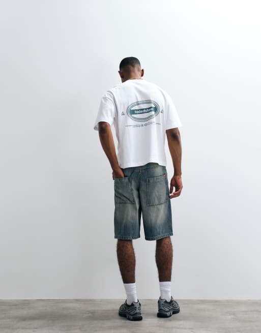 Faded Store – Relaxed-Fit-T-Shirt in Weiß mit ovalem Logoprint auf dem Rücken, 3 von 5
