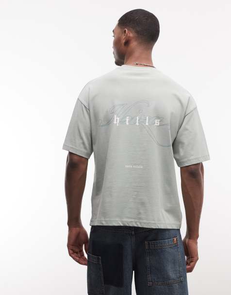 Faded Store – Salviagrön t-shirt med Ibiza Hills-tryck baktill i 100% bomull - view 1
