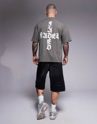 script logo back t-shirt in olive-Green