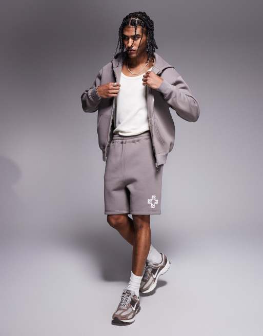 Faded Store – Shorts in Braun mit Monogramm-Logo, 320 g/m², Kombiteil, 5 von 5