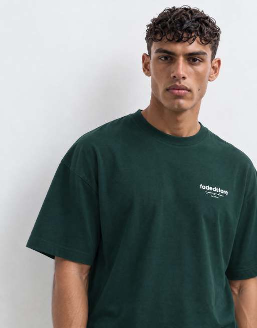 Faded Store – Skogsgrön t-shirt med tärningstryck baktill, 6 av 8