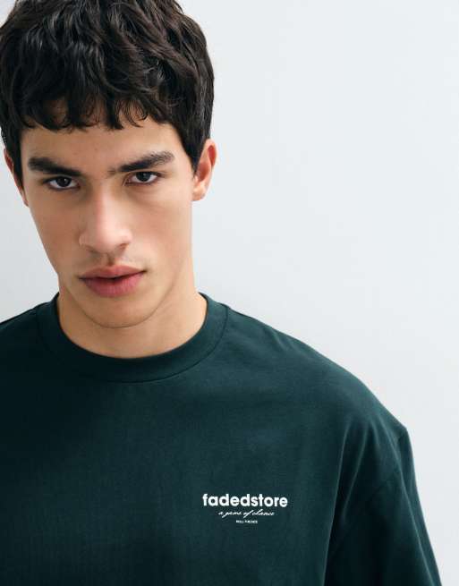Faded Store - Skovgrøn T-shirt med terningeprint på ryggen, 4 af 8