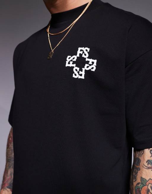 Faded Store - Sort T-shirt med monogramprint på ryggen, 2 af 4