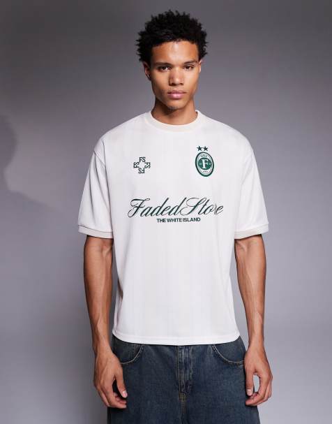 Faded Store striker football tee in white - view 1