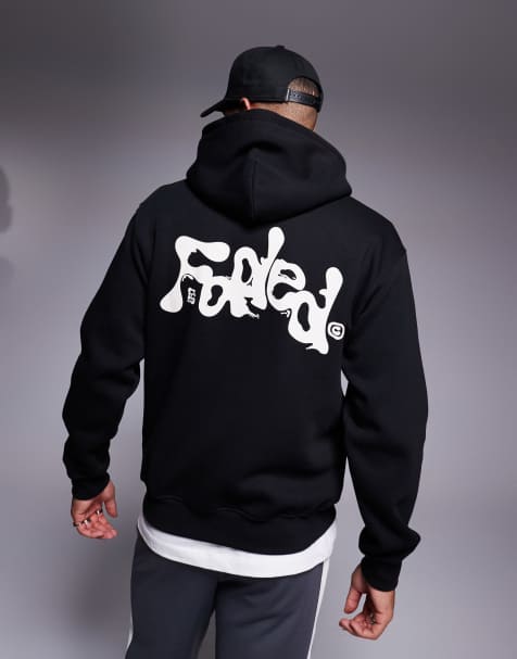 Faded Store – Svart huvtröja med kontrastfärgad, böljande logga baktill - view 1