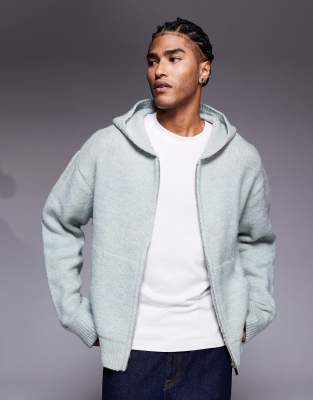 Faded Store - Sweat à capuche zippé en maille - Vert