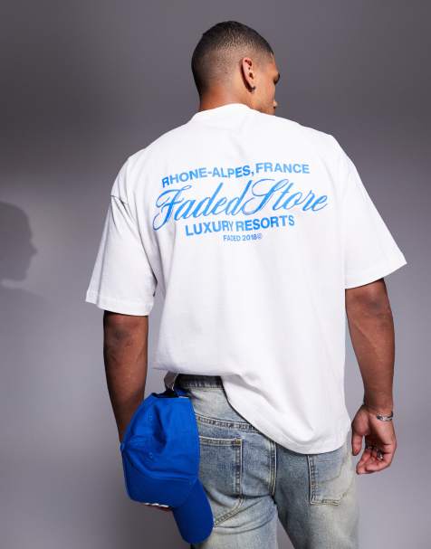 Faded Store - T-shirt avec inscription logo contrastant dans le dos - Blanc - view 1
