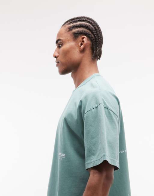 Faded Store - T-shirt avec logo et vin imprimé au dos - Vert délavé, 5 de 5
