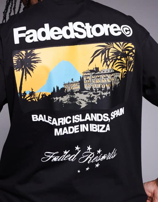 Faded Store - T-shirt avec motif vacances imprimé au dos - Noir, 4 de 4