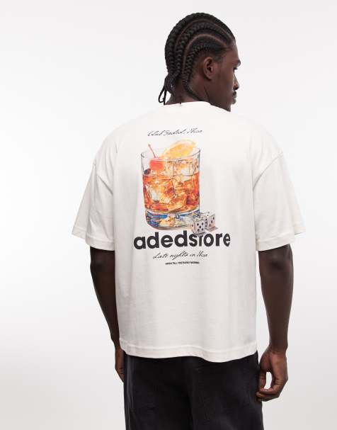 Faded Store - T-shirt color gesso con logo e stampa sul retro - view 1