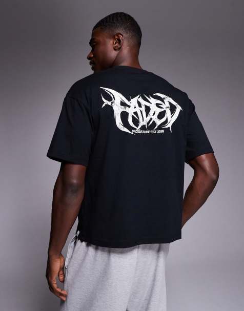 Faded Store - T-shirt corta nera con stampa sfocata sul retro - view 1