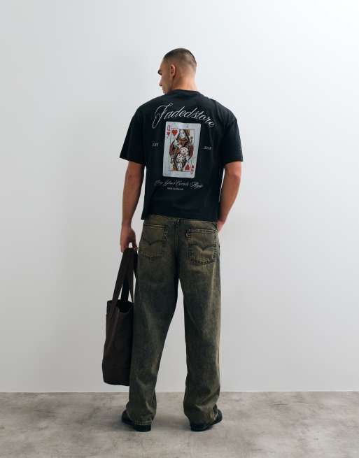 Faded Store t-shirt imprimé au dos « queen of hearts » noir, 2 de 5
