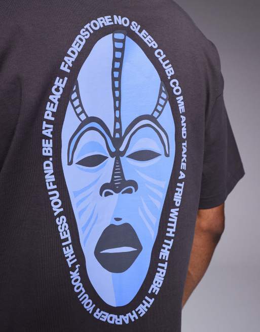Faded Store – T-Shirt in Anthrazit mit Gesicht-Print auf dem Rücken, 4 von 4