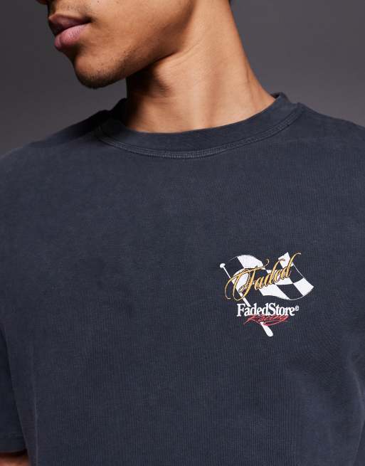 Faded Store – T-Shirt in Schwarz mit Flaggen-Print auf dem Rücken, 5 von 5