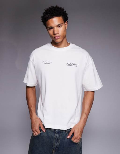 Faded Store - T-shirt met Late Nights-print op de achterkant in beige, 3 van 5