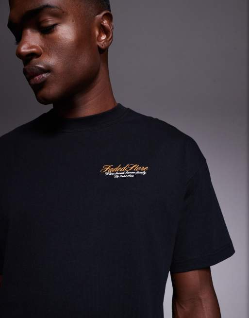 Faded Store - T-shirt met pooltafel-print op de achterkant in zwart, 5 van 5