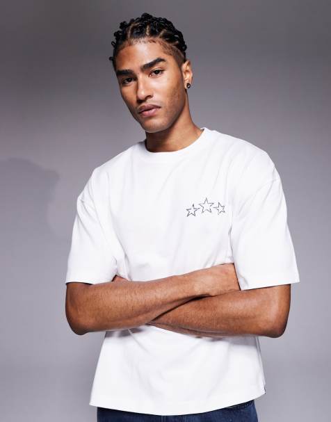 Faded Store - T-shirt met sterrenprint op de rug in wit - view 1