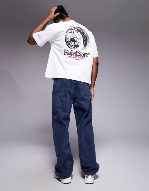 Faded Store - T-shirt met zwarte 'good gear'-print op de rug in wit, 2 van 5
