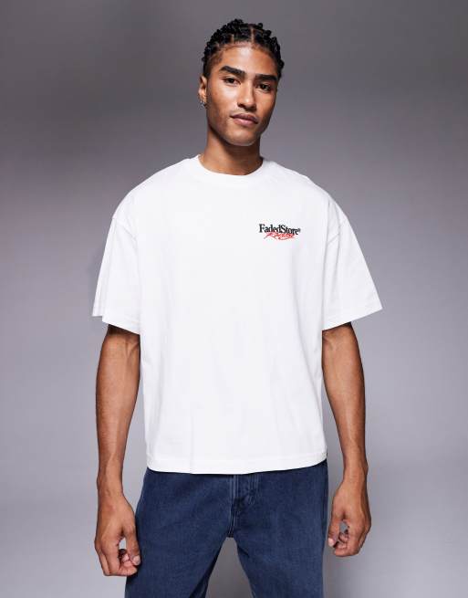 Faded Store - T-shirt met zwarte 'good gear'-print op de rug in wit, 3 van 5