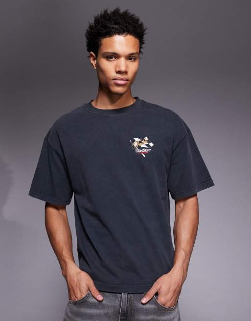 Faded Store - T-shirt nera con stampa di bandiera sul retro, 3 di 5