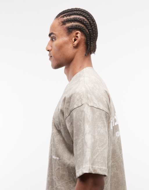 Faded Store - T-shirt oversize à imprimé logo au dos - Marron camouflage authentique, 5 de 5