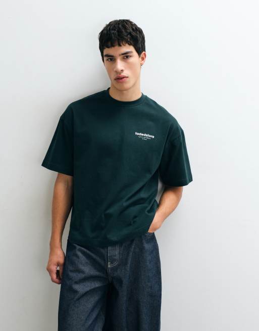 Faded Store - T-shirt verde bosco con stampa dadi sul retro, 2 di 8