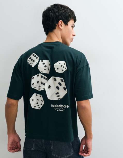Faded Store T-shirt z nadrukiem kostek do gry na plecach - view 1