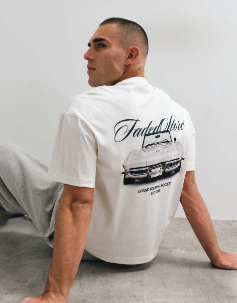 Faded Store T-shirt z nadrukiem na plecach grand tour w kolorze kredowym - view 1