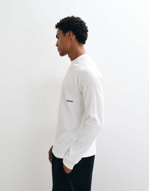 Faded Store under development back print long sleeve waffle t-shirt in chalk, 5 of 5