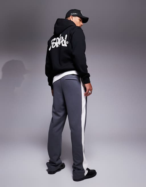 Faded Store wide leg contrast side stripe sweatpants in