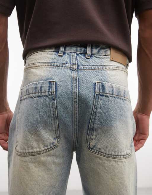 Faded Store wide leg distressed hem jeans in washed blue, 4 of 5